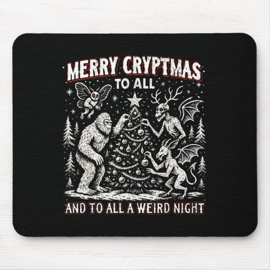 Merry Cryptmas Weird Night Cryptid Holiday Art Mousepad (Vorne)