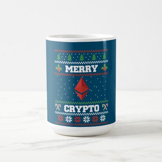 Merry Crypto Ethereum Ugly Christmas Sweater Kaffeetasse (Mittel)
