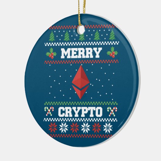 Merry Crypto Ethereum Ugly Christmas Sweater Keramik Ornament (Links)