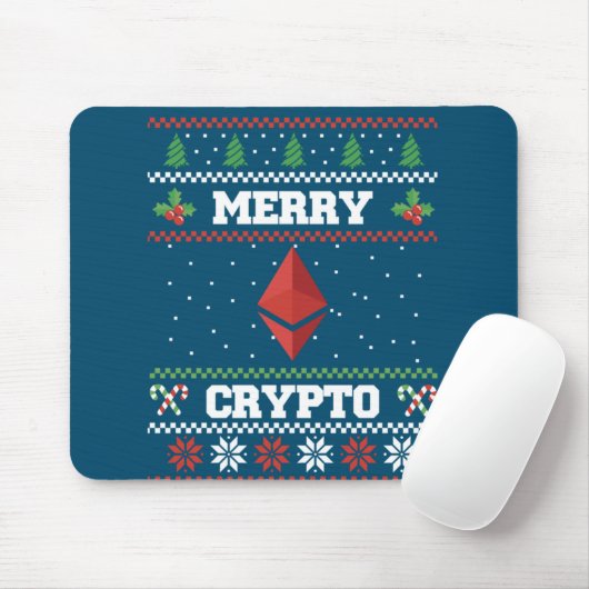 Merry Crypto Ethereum Ugly Christmas Sweater Mousepad (Mit Mouse)
