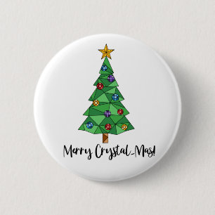 Merry Crystal-Mas Geometric Christmas Tree Button