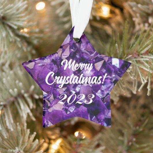 Merry Crystalmas 2023 Lila Amethyst Crystal Ornament (Baum)