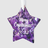 Merry Crystalmas 2023 Lila Amethyst Crystal Ornament (Vorderseite)
