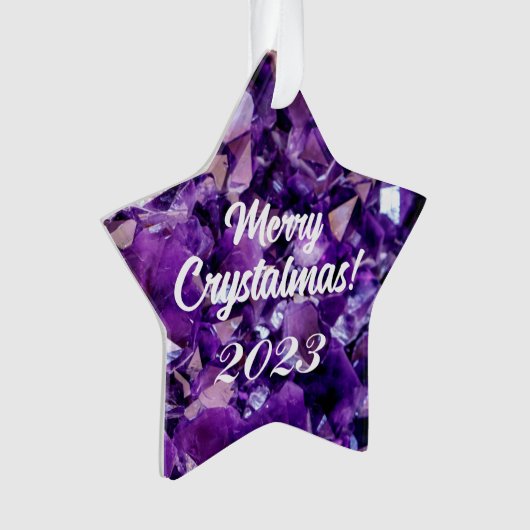 Merry Crystalmas 2023 Lila Amethyst Crystal Ornament (Vorderseite)