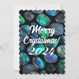 Merry Crystalmas 2024 Blue Labradorite Crystal Feiertagskarte