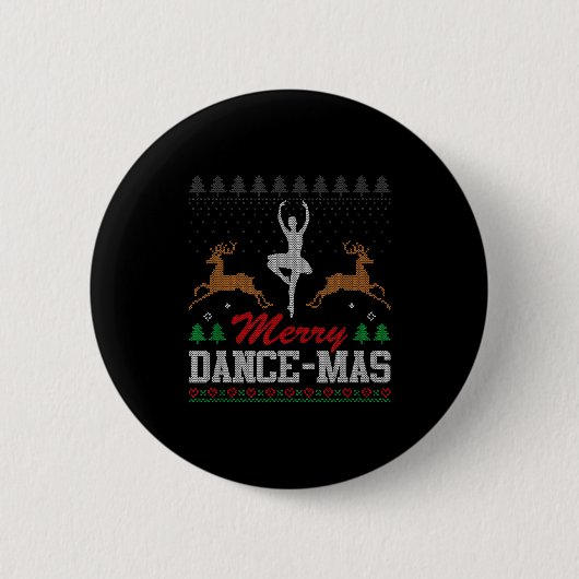 Merry Dance-mas Ballet Dancer Ugly Christmas Balle Button (Vorderseite)