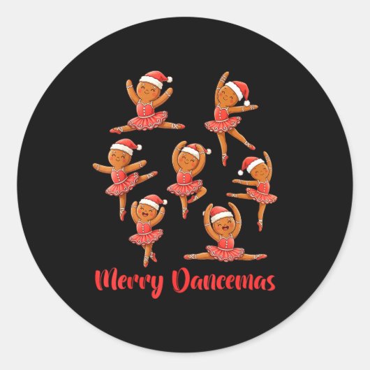 Merry Dancemas Ballet Dancer Gingerbread Teacher C Runder Aufkleber (Vorderseite)