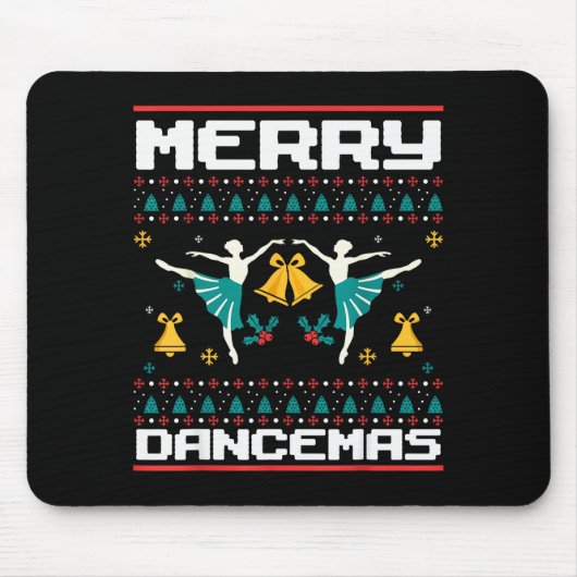 Merry Dancemas Ballet Dancers Ugly Christmas Xmas Mousepad (Vorne)