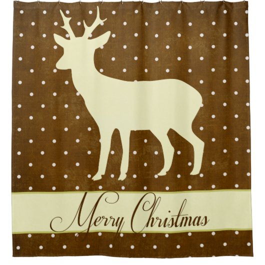 Merry Deer Duschvorhang - Braun Polka Dots (Vorderseite)