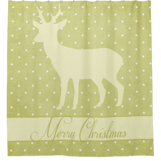 Merry Deer Duschvorhang - Kalkgrün Polka Dots (Vorderseite)