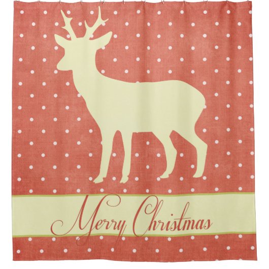 Merry Deer Duschvorhang - Korallen Polka Dots (Vorderseite)