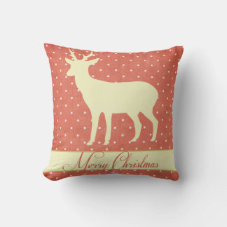 Merry Deer Pillow - Coral Polka Dots Kissen