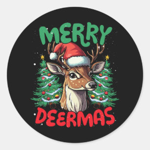 Merry Deermas Funny Christmas Duck Lover Runder Aufkleber