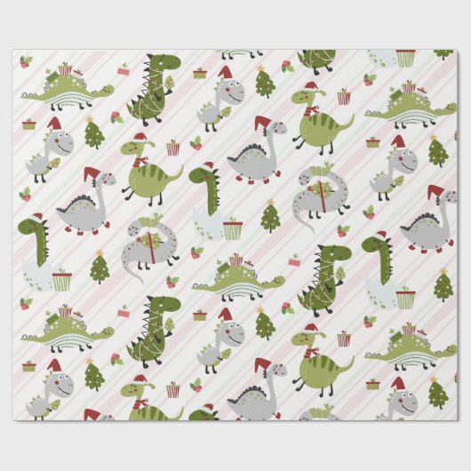 Merry Dino Christmas Geschenkpapier (Flach)