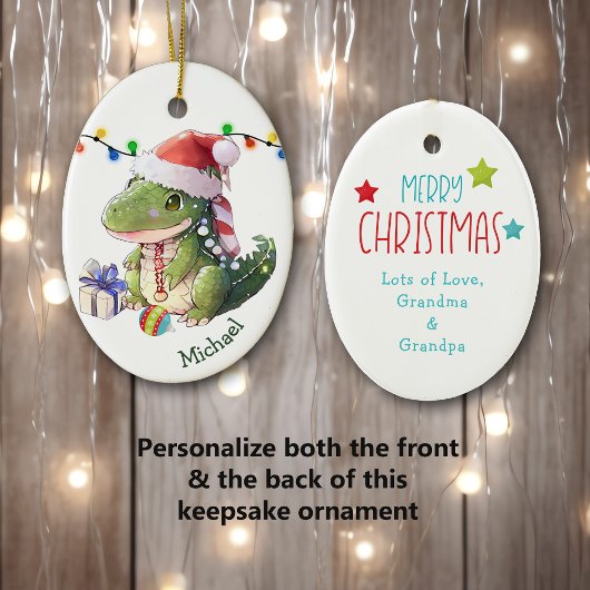 Merry Dinosaur Kids Weihnachten Keramik Ornament