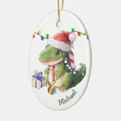 Merry Dinosaur Kids Weihnachten Keramik Ornament (Links)