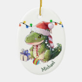 Merry Dinosaur Kids Weihnachten Keramik Ornament (Vorne)