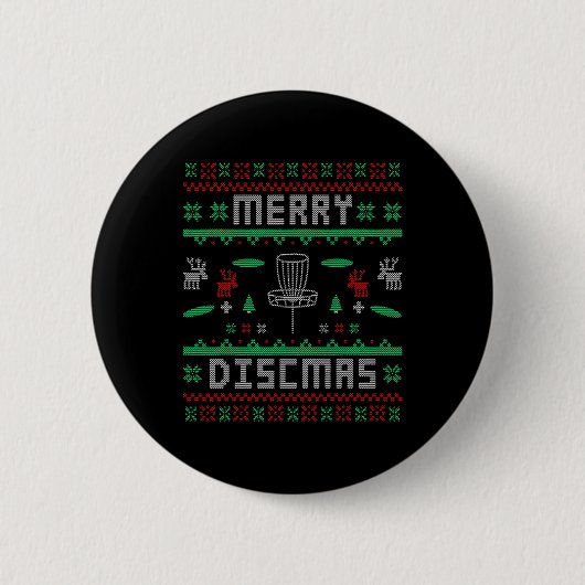 Merry Discmas Disk Golf Ugly Christmas Merry Chris Button (Vorderseite)