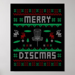 Merry Discmas Disk Golf Ugly Christmas Merry Chris Poster