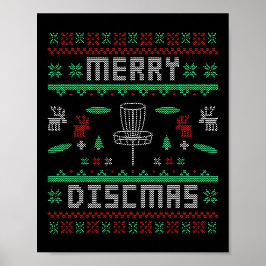Merry Discmas Disk Golf Ugly Christmas Merry Chris Poster (Vorne)