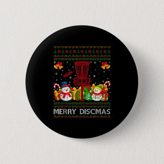 Merry Discmas Ugly Xmas Sweaters Funny Disc Golf C Button (Vorderseite)