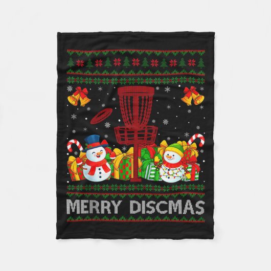 Merry Discmas Ugly Xmas Sweaters Funny Disc Golf C Fleecedecke (Vorderseite)