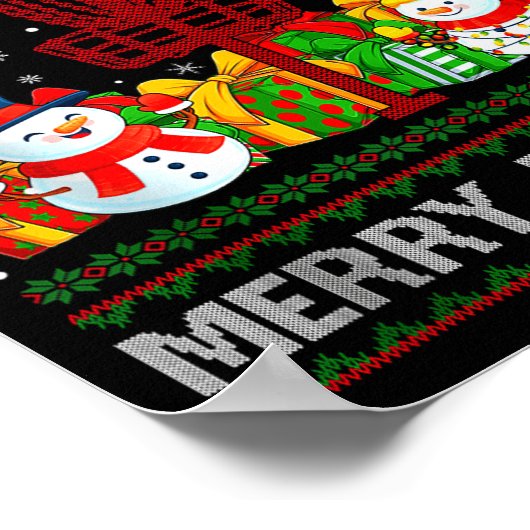 Merry Discmas Ugly Xmas Sweaters Funny Disc Golf C Poster (Ecke)