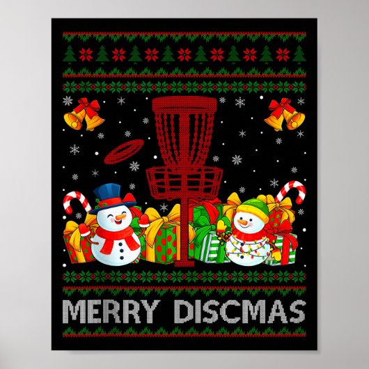 Merry Discmas Ugly Xmas Sweaters Funny Disc Golf C Poster (Vorne)
