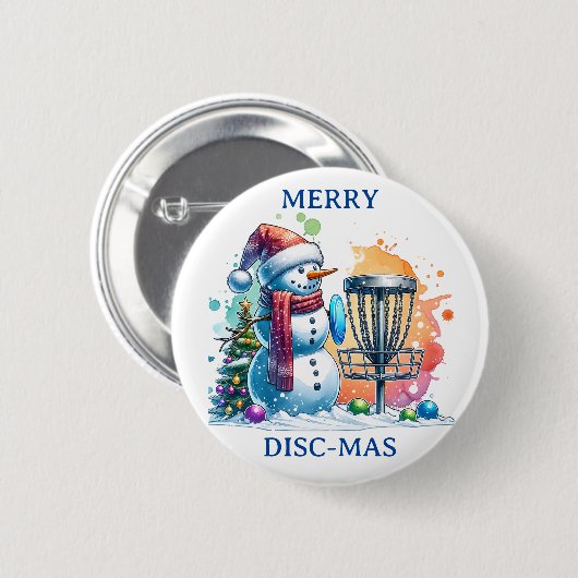 Merry Disk-mas | Disk Golf Christmas Button (Vorne & Hinten)