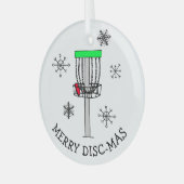Merry Disk-Mas Disk Golf Keramik Ornament Aus Glas (Vorderseite links)