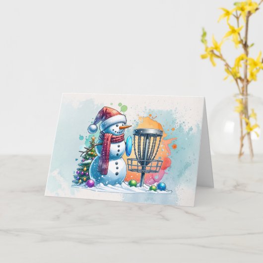 Merry Disk-mas | Disk Golf Personalisierte Weihnac Karte (Gelbe Blume)