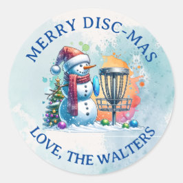 Merry Disk-mas | Disk Golf Personalisierte Weihnac Runder Aufkleber