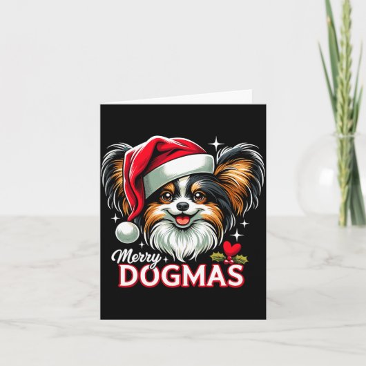 Merry Dogmas Christmas Pallon Dog Santa Hat Xmas C Karte (Vorderseite)