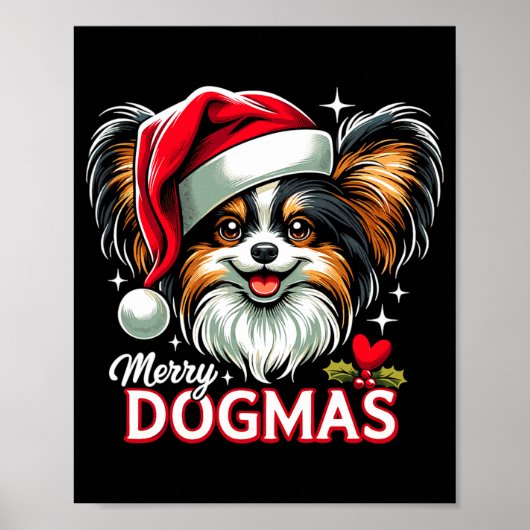 Merry Dogmas Christmas Pallon Dog Santa Hat Xmas C Poster (Vorne)