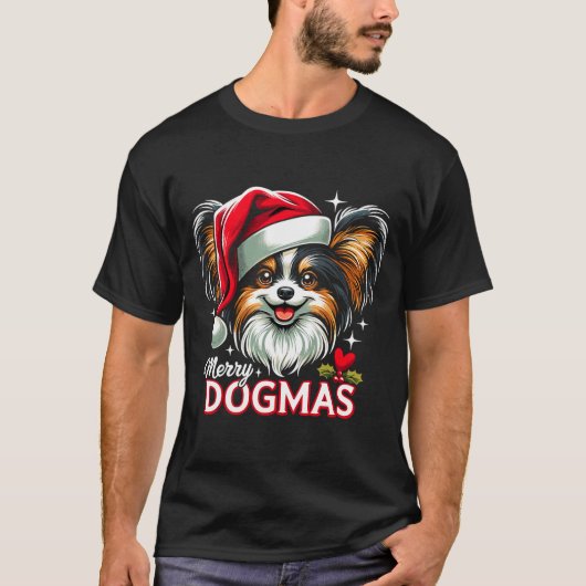 Merry Dogmas Christmas Pallon Dog Santa Hat Xmas C T-Shirt (Vorderseite)