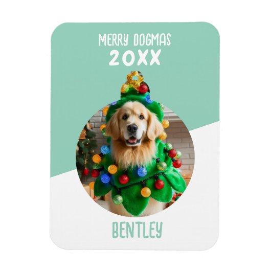 Merry Dogmas Custom Hund Foto Weihnachten Keepake Magnet (Vertikal)