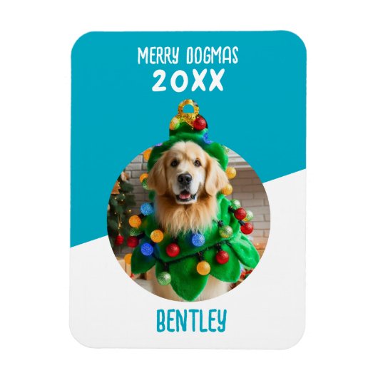 Merry Dogmas Custom Hund Foto Weihnachten Keepake Magnet (Vertikal)