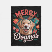 Merry Dogmas Funny Dog Santa Hat Christmas Xmas Fleecedecke (Vorderseite)