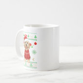 Merry Doodlemas Goldendoodle Wearing Ugly Christma Kaffeetasse (Vorderseite Links)
