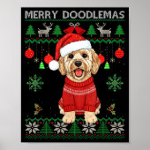 Merry Doodlemas Goldendoodle Wearing Ugly Christma Poster (Vorne)