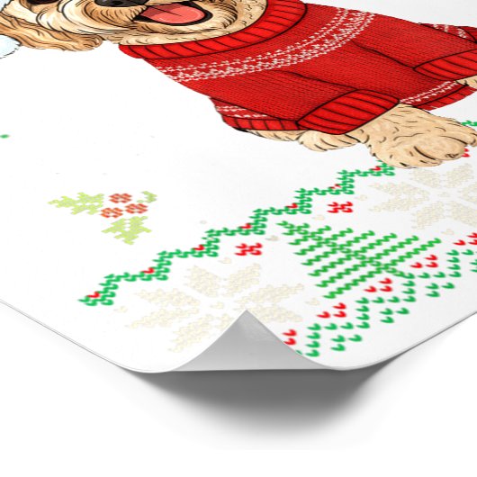 Merry Doodlemas Goldendoodle Wearing Ugly Christma Poster (Ecke)