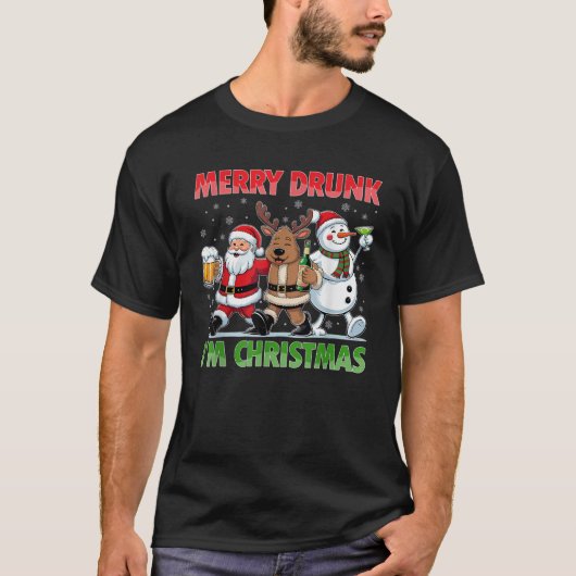 Merry Drunk I m Christmas Funny Christmas Drinking T-Shirt (Vorderseite)