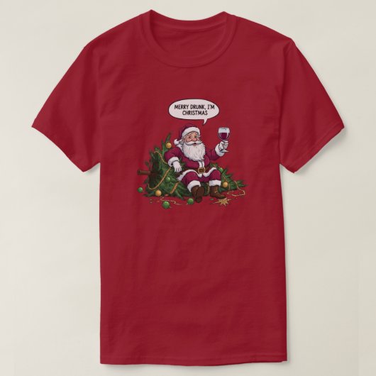 Merry Drunk Santa Christmas T-Shirt (Design vorne)