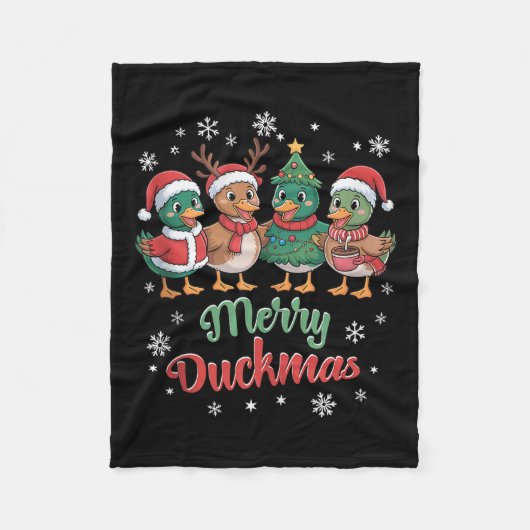 Merry Duckmas – Funny Christmas Ducks Holiday Desi Fleecedecke (Vorderseite)