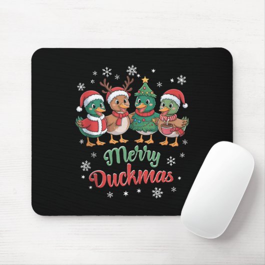 Merry Duckmas – Funny Christmas Ducks Holiday Desi Mousepad (Mit Mouse)