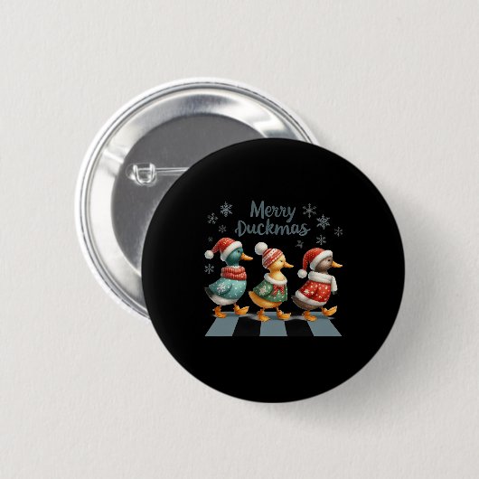 Merry Duckmas Funny Duck Lovers Weihnachtsmannmütz Button (Vorne & Hinten)