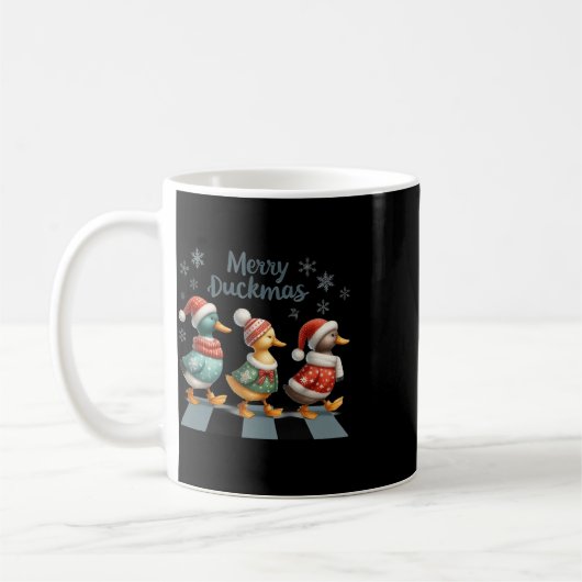 Merry Duckmas Funny Duck Lovers Weihnachtsmannmütz Kaffeetasse (Links)