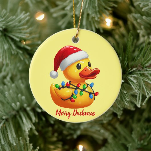 Merry Duckmas, Weihnachten mit dem Weihnachtsmann- Keramik Ornament (Baum)
