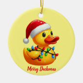 Merry Duckmas, Weihnachten mit dem Weihnachtsmann- Keramik Ornament (Vorne)