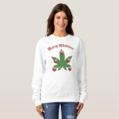 Merry Egal Funny Weed Leaf Weihnachtsbaum Sweatshirt (Vorne ganz)